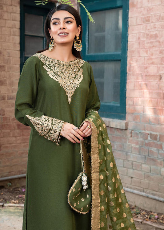 RANG E HAYA LUXURY SHAMOOZ SILK 3PC WITH BANARSI ORGANZA DUPATTA