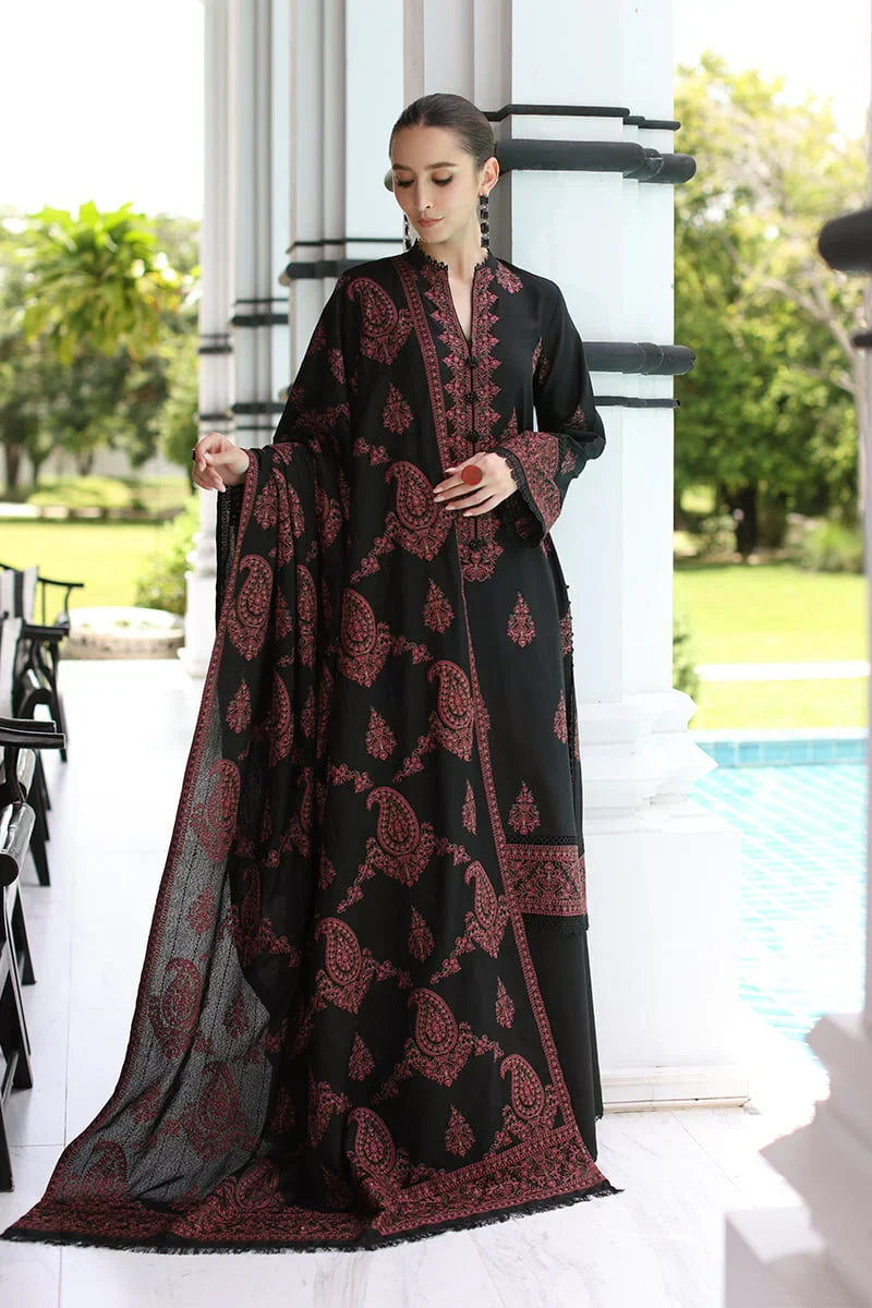 BAREEZE - WINTER DHANAK UNSTITCHED 3PC WITH HEAVY EMBROIDERED SHAWL UNSTITCHED (SYT-143)