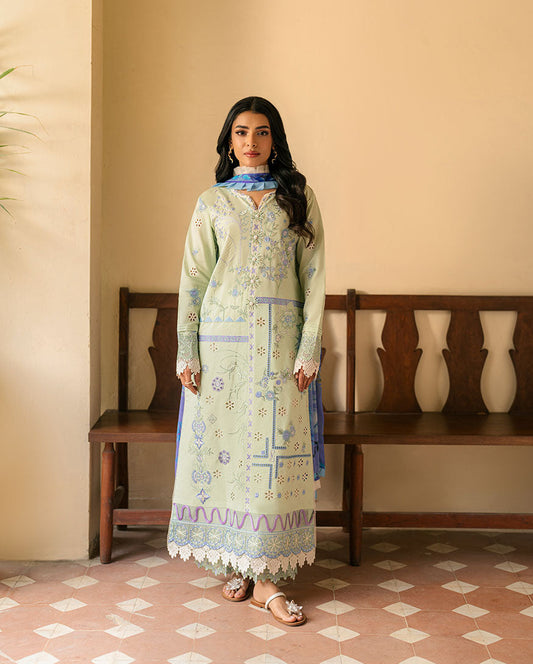 ASHIYANA BY ROHINAAZ-3PC DHANAK EMBROIDERED SHIRT WITH WOOL SHAWL & EMB TROUSER (UNSTITCHED)