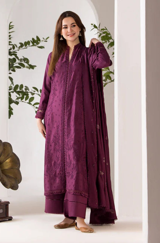 Sobia Nazir - 3PC Unstitched Dhanak Embroidered Shirt with Embroidered Dhanak Shawl