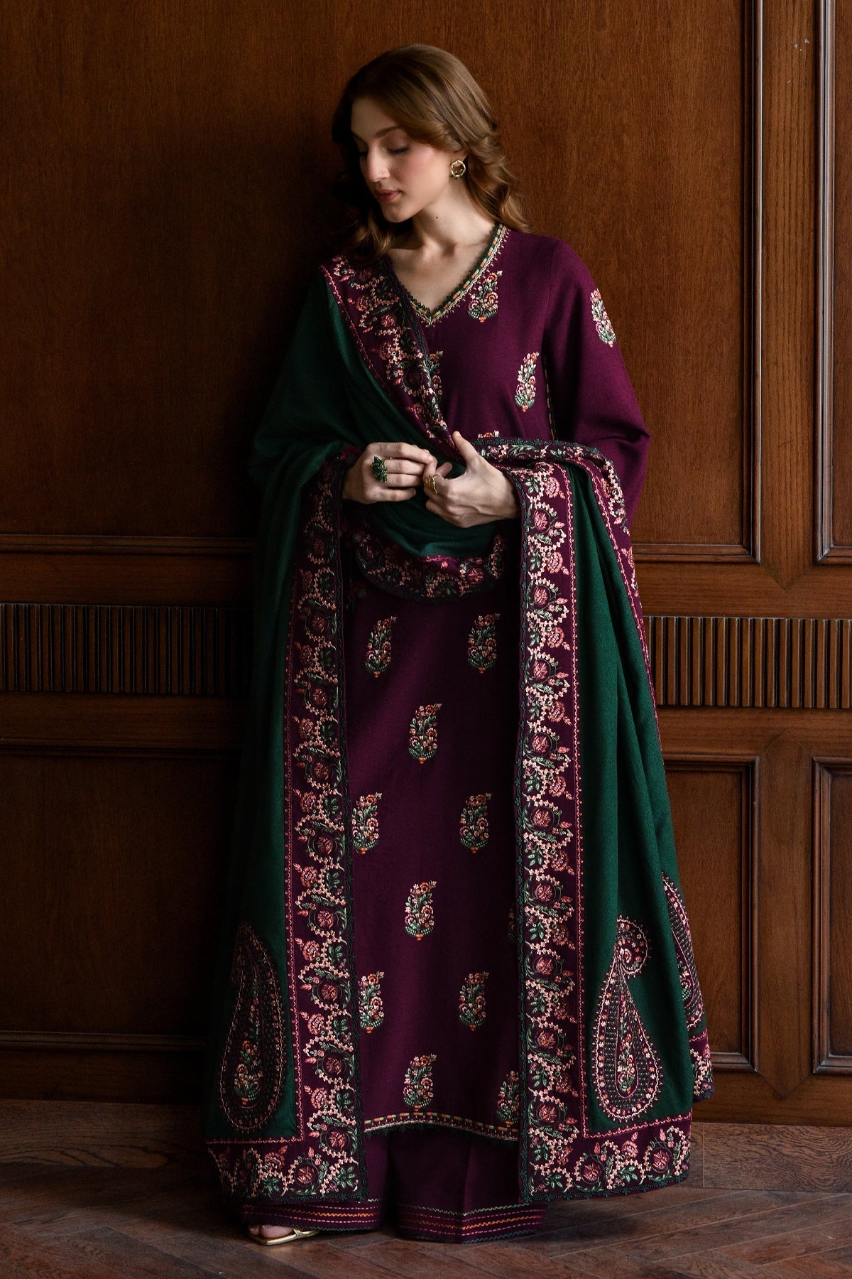 ZAIB - 3PC Luxury Dhanak Embroidered Suit (SYT-541)