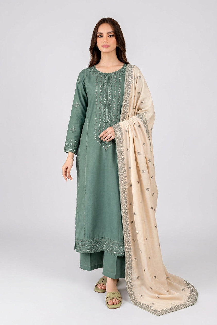 BATIK - 3PC Luxury Dhanak Embroidered Suit (SYT-505)
