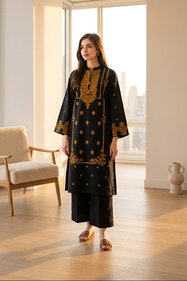 ETHNIC - 2PC Luxury Dhanak Marina Embroidered Suit (SYT-531)